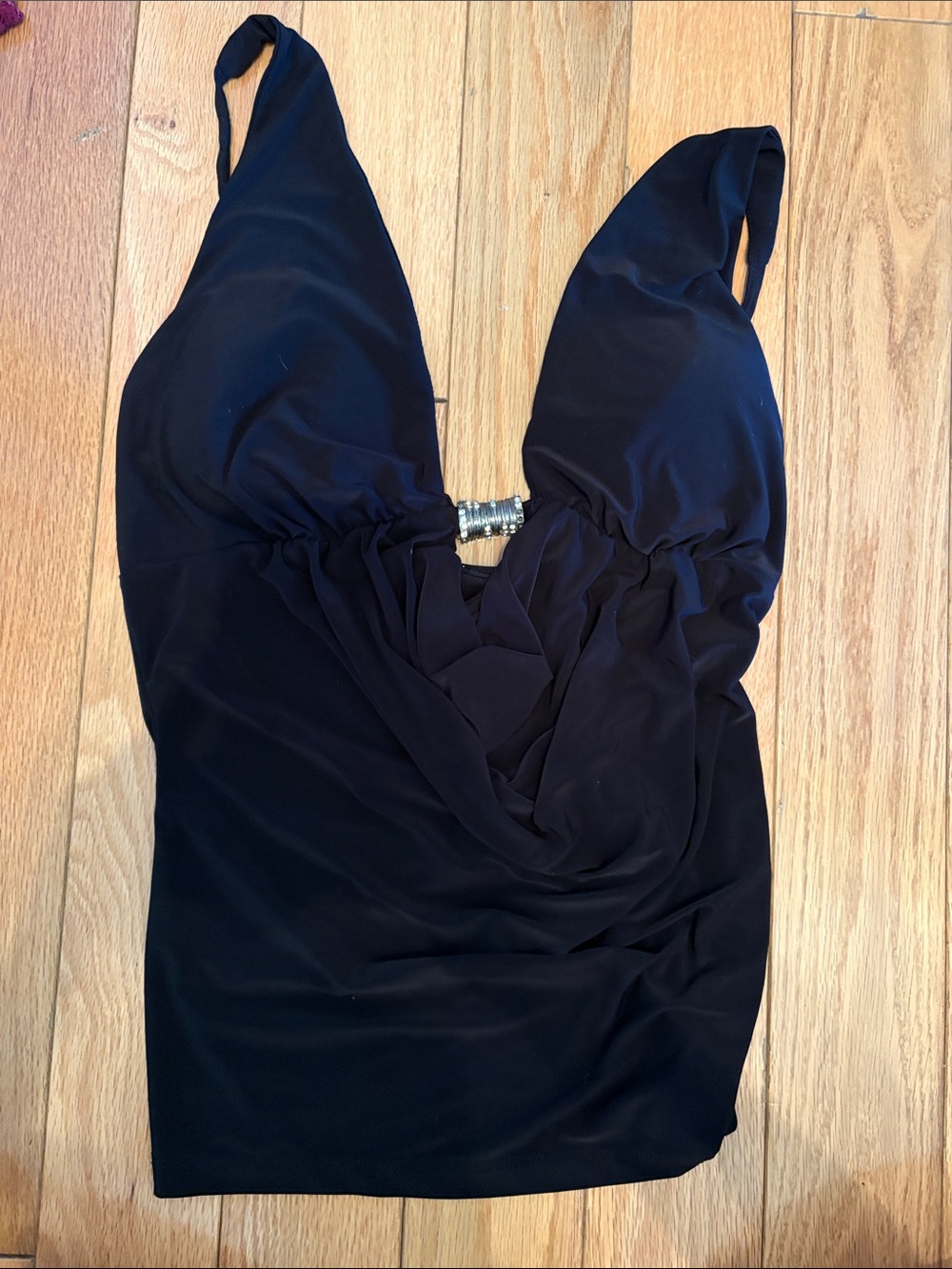 Women’s Black Tank Top with Decorative Accent